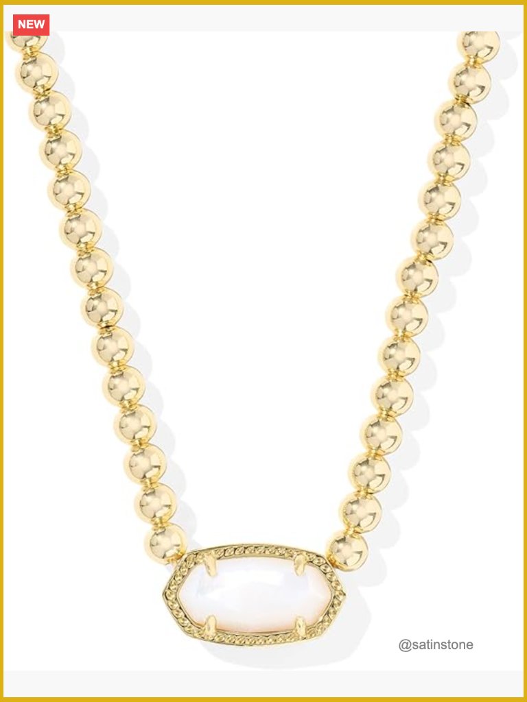 Gold Plated Brass Pendant Necklace With Beaded Accents
